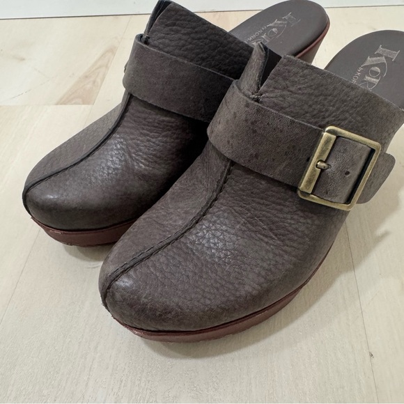 Korks by Kork Ease Mantha Women's 8 Brown Pebble Leather Heel Clog Buckle - Picture 9 of 15